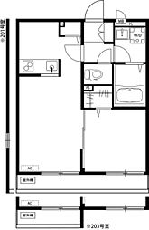 リブリ・瀬谷 2階1LDKの間取り