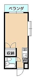 ソシアルハイツ2 ワンルームの間取図画像