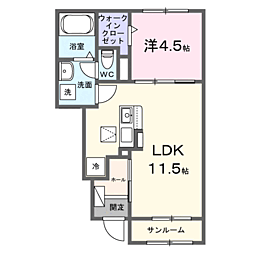 熊谷市肥塚アパート 1LDKの間取図画像