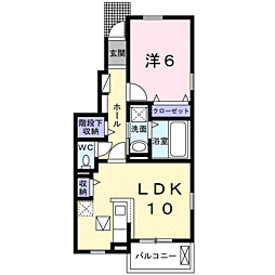 サンリット上之B 1LDKの間取図画像