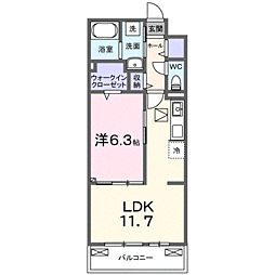 熊谷市久下1丁目アパート 1LDKの間取図画像