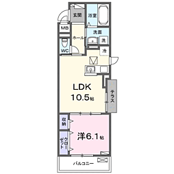 熊谷市久下1丁目アパート 1LDKの間取図画像
