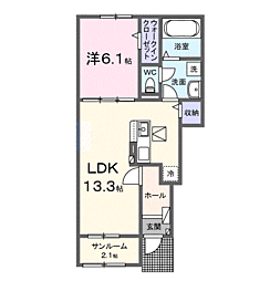 メゾンフローラ 1LDKの間取図画像