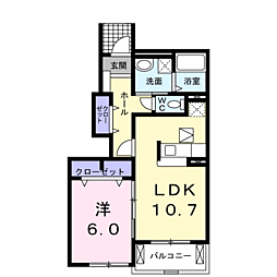 プラティーク2 1LDKの間取図画像