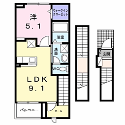 ライフベリー石原 1LDKの間取図画像