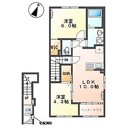 サンライズE(東松山市山崎町アパートV期新築工事) 2LDKの間取図画像
