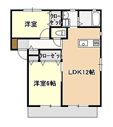 プリマベーラB 2LDKの間取図画像