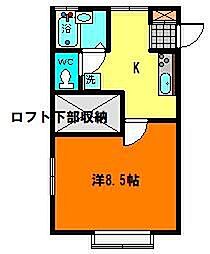 バーシティハウス中台 1Kの間取図画像