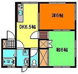コーポハイブリッジ 2DKの間取図画像
