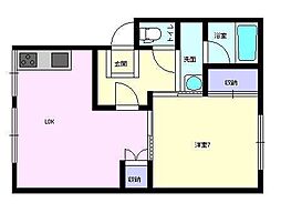 アーバンハイツ阿部 1LDKの間取図画像