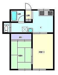 アネシス東町B 2Kの間取図画像