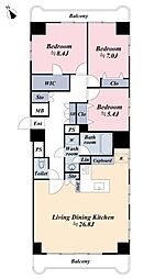 ライオンズマンション中目黒 3LDKの間取図画像