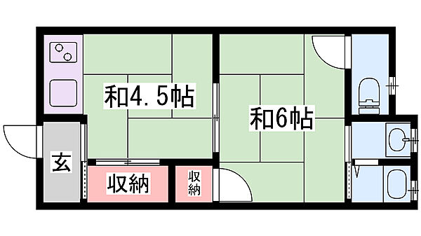 ことぶき荘 ｜兵庫県姫路市増位本町2丁目(賃貸アパート1DK・2階・27.39㎡)の写真 その2