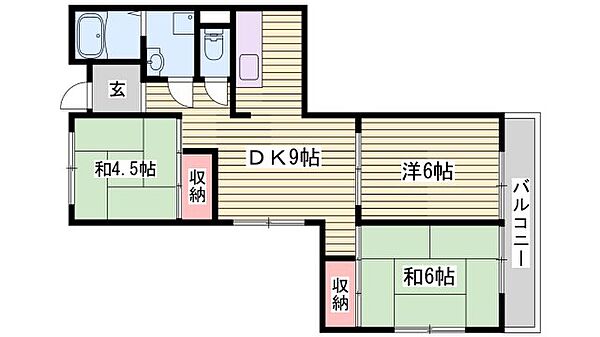 マンション大和 ｜兵庫県姫路市大塩町(賃貸マンション3DK・3階・60.20㎡)の写真 その2