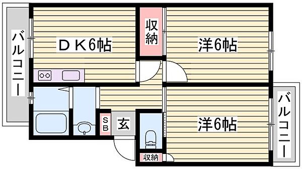 グリーンヒルズ土山 ｜兵庫県姫路市土山7丁目(賃貸マンション2DK・2階・36.30㎡)の写真 その2