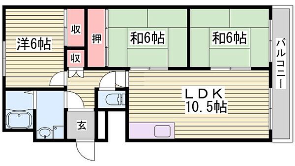 書写ハイツ ｜兵庫県姫路市御立中5丁目(賃貸マンション3LDK・1階・65.23㎡)の写真 その2