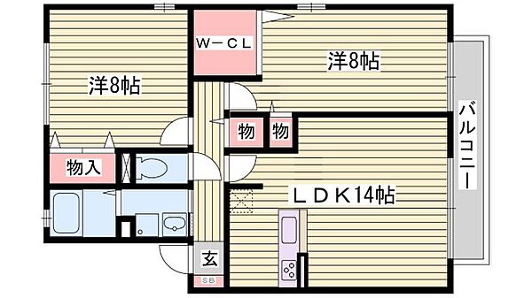 レジェンド今在家Ａ ｜兵庫県姫路市飾磨区今在家北1丁目(賃貸アパート2LDK・2階・68.75㎡)の写真 その2