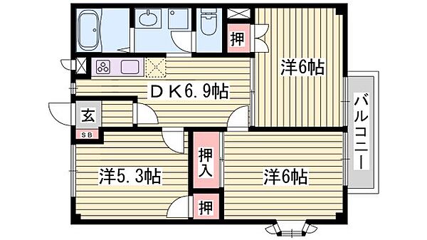 エクセル北門 ｜兵庫県姫路市御立中7丁目(賃貸アパート3DK・1階・52.17㎡)の写真 その2