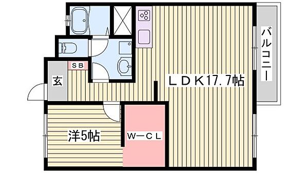 ビラ土山 ｜兵庫県姫路市土山5丁目(賃貸マンション1LDK・2階・57.81㎡)の写真 その2