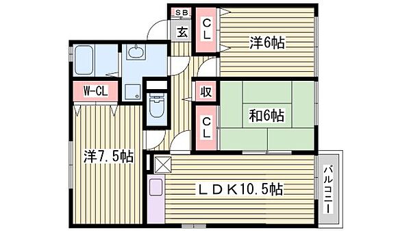 サンステージ海浜　B棟 ｜兵庫県赤穂市海浜町(賃貸アパート3LDK・2階・70.16㎡)の写真 その2