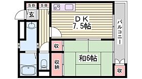 サンシャインB  ｜ 兵庫県姫路市飾磨区高町1丁目（賃貸アパート1DK・2階・36.02㎡） その2