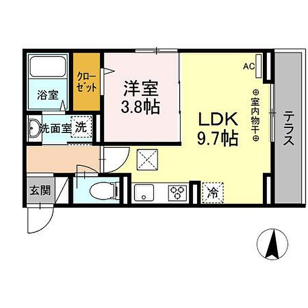 神奈川県大和市中央林間4丁目(賃貸アパート1LDK・1階・33.52㎡)の写真 その2