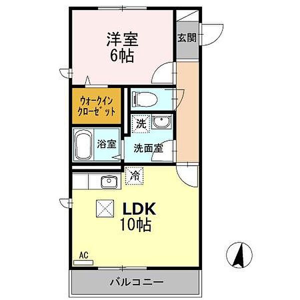 神奈川県大和市林間2丁目(賃貸アパート1LDK・1階・42.00㎡)の写真 その2