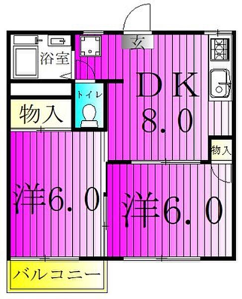 ヤマユウ第7-A 102｜千葉県柏市あかね町(賃貸アパート2DK・1階・40.00㎡)の写真 その2