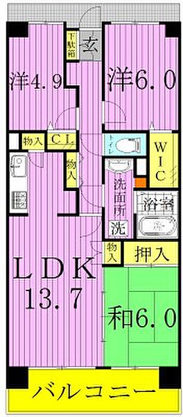 白井ロジュマン 117｜千葉県白井市冨士(賃貸マンション3LDK・1階・72.62㎡)の写真 その2