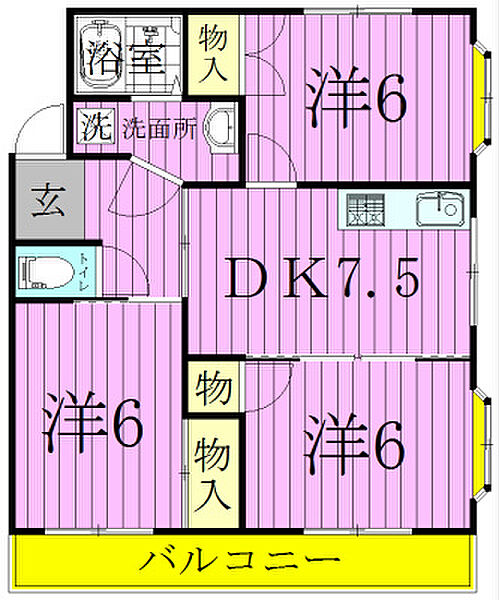 パークヒルズ 201｜千葉県松戸市新作(賃貸アパート3DK・2階・56.00㎡)の写真 その2