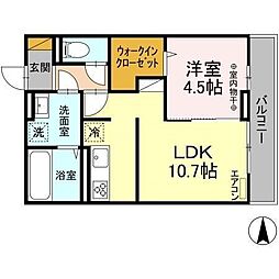 アベニール 2階1LDKの間取り