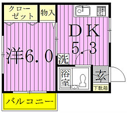 みさきI 2階1DKの間取り