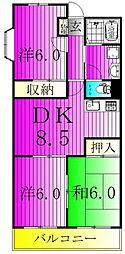 第五千代田マンション 5階3DKの間取り