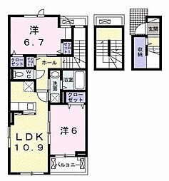 イーストフィールドI 3階2LDKの間取り