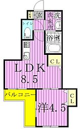 パインリーブズ 1階1LDKの間取り