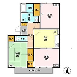 フレマリール鎌ヶ谷A 2階3DKの間取り