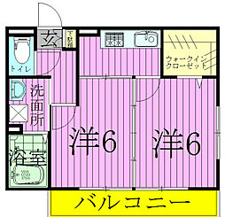 クレール岩瀬 1階2Kの間取り