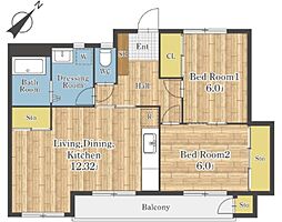 PLENDY松戸新田 1階2LDKの間取り