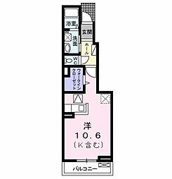 JR武蔵野線 東松戸駅 徒歩4分の賃貸アパート 1階ワンルームの間取り