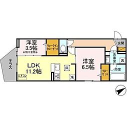 K・th 1階2LDKの間取り