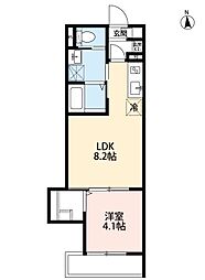 つばめハウス北松戸 1階1LDKの間取り