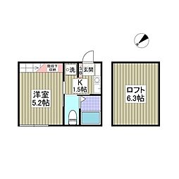 ダルーチャ北初富I 1階1Kの間取り