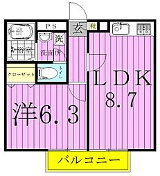 アムール　Cage 1階1LDKの間取り