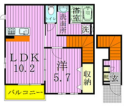 デフィクリヨン 2階1LDKの間取り
