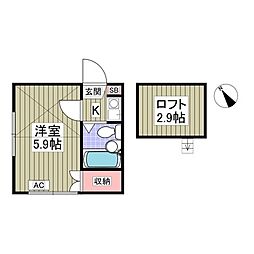 北松戸第7レジデンス 1階1Kの間取り