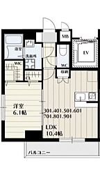 平安メゾン 3階1LDKの間取り