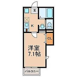 キャメル松戸II　A 1階1Kの間取り