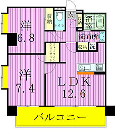 アーク松戸レジデンス 2階2LDKの間取り