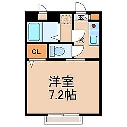 モリハイツ 1階1Kの間取り