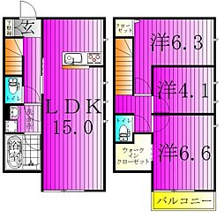 エルメゾン五香西 102 3LDKの間取り